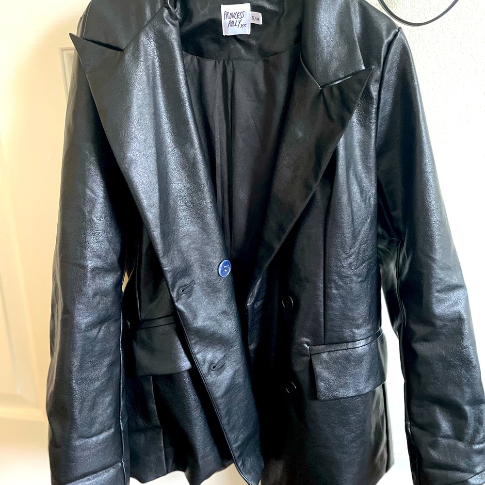Princess Polly S/M black leather blazer